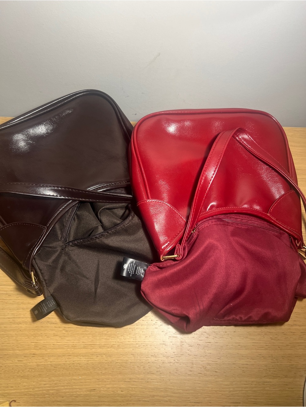 Lily Morgan Croc-Embossed Crescent Hobo Shoulder Bags – Set of 2 (Brown & Red) - Picture 5 of 14